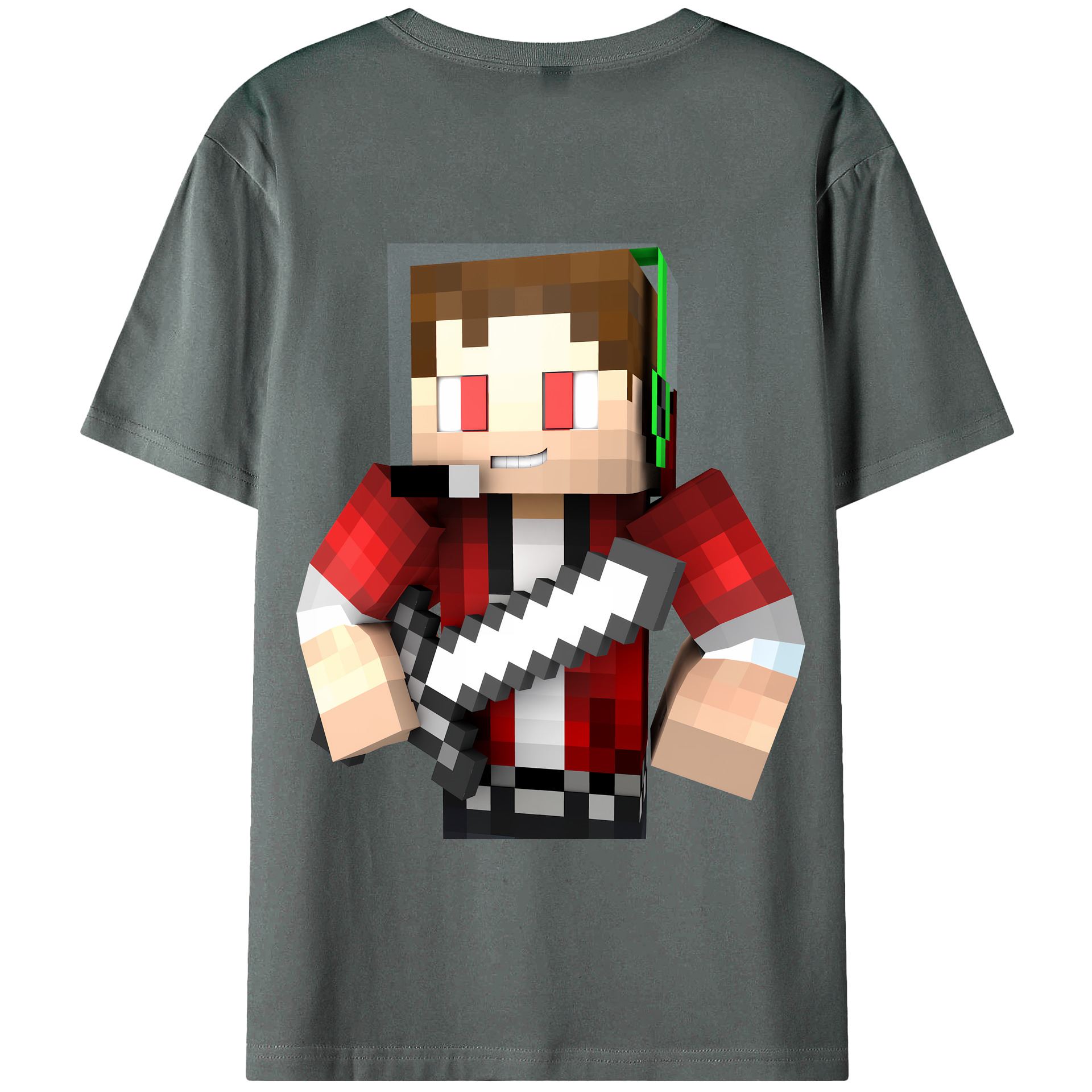 （画像用） マインクラフト ブロックの世界 Minecraft MC Block world 綿100％半袖Tシャツ（背面プリント）